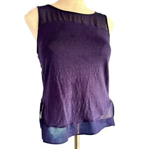 Womens Top Size Small Navy Blue Sheer Tank Office Siren Work Professional Church